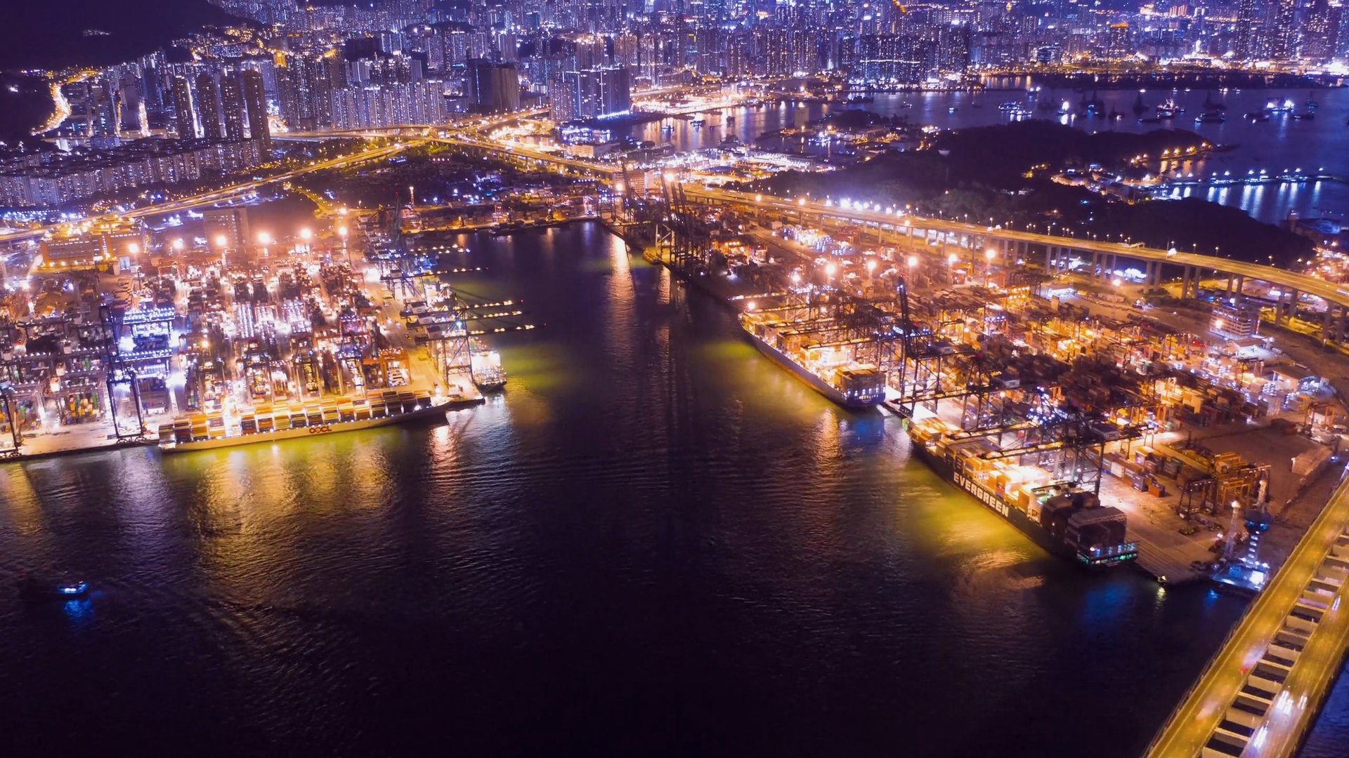 香港货柜码头夜景